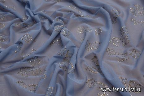 Плательная сетка (н) блестящие бабочки на сиренево-голубом - итальянские ткани Тессутидея арт. 03-6263