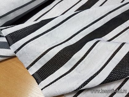 Жаккард фактурный (н) черно-белый  - итальянские ткани Тессутидея арт. 03-4155