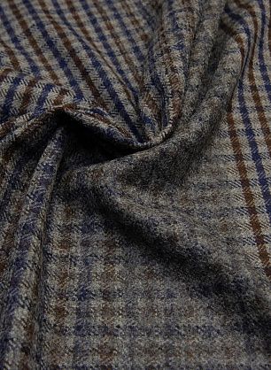 Костюмная клетка купон (0,95м) (н) сине-серо-коричневая - в интернет-магазине тканей Тессутидея арт. 05-2085