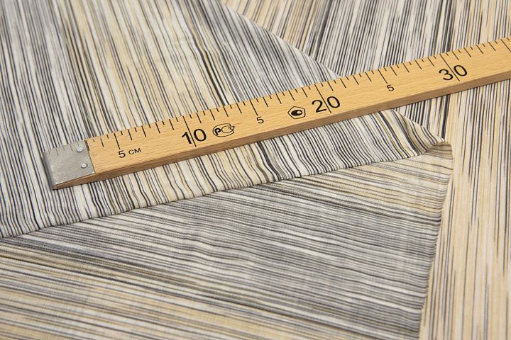 Трикотаж хлопок (н) желто-бежево-коричневая полоска в стиле Missoni - итальянские ткани Тессутидея арт. 12-0963