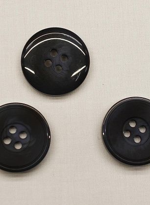 Пуговица пластик под рог 4 прокола d-25мм темно-серо-голубая - итальянские ткани Тессутидея F-6710