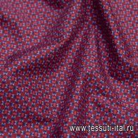 Сорочечная (н) сине-коричневый принт на темно-красном - итальянские ткани Тессутидея арт. 01-6246