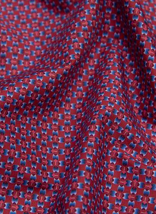 Сорочечная (н) сине-коричневый принт на темно-красном - в интернет-магазине тканей Тессутидея арт. 01-6246