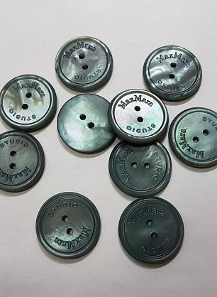 Пуговица ракушка 2 прокола d-25мм бирюзовая MaxMara - итальянские ткани Тессутидея F-5183