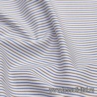 Сорочечная стрейч твил (н) сине-коричневая полоска на белом - итальянские ткани Тессутидея арт. 01-6063