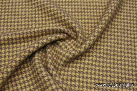 Трикотаж кашемир дабл (н) желто-коричневая гусиная лапка - итальянские ткани Тессутидея арт. 15-1129