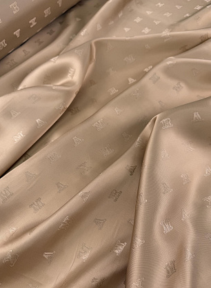 Подкладочная вискоза с надписью (о) бежевая - в интернет-магазине тканей Тессутидея арт. 08-1681