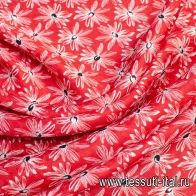 Шелк дама (н) цветочный орнамент на красном в стиле Miu Miu - итальянские ткани Тессутидея арт. 02-8692