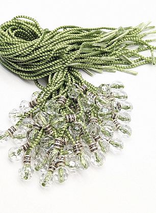 Шнур зеленый со стеклянным наконечником 40см - в интернет-магазине тканей Тессутидея арт. F-6177