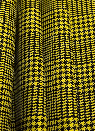 Костюмная стрейч (н) черно-желтая клетка/гусиная лапка - в интернет-магазине тканей Тессутидея арт. 03-6379