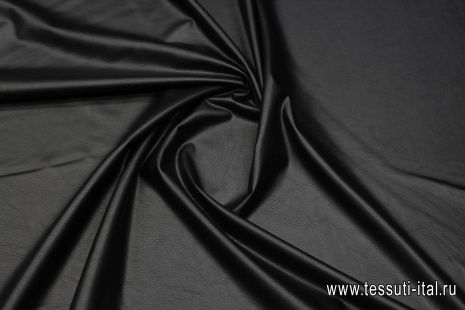 Искусственная кожа на флисовой основе (о) черная - итальянские ткани Тессутидея арт. 03-7078