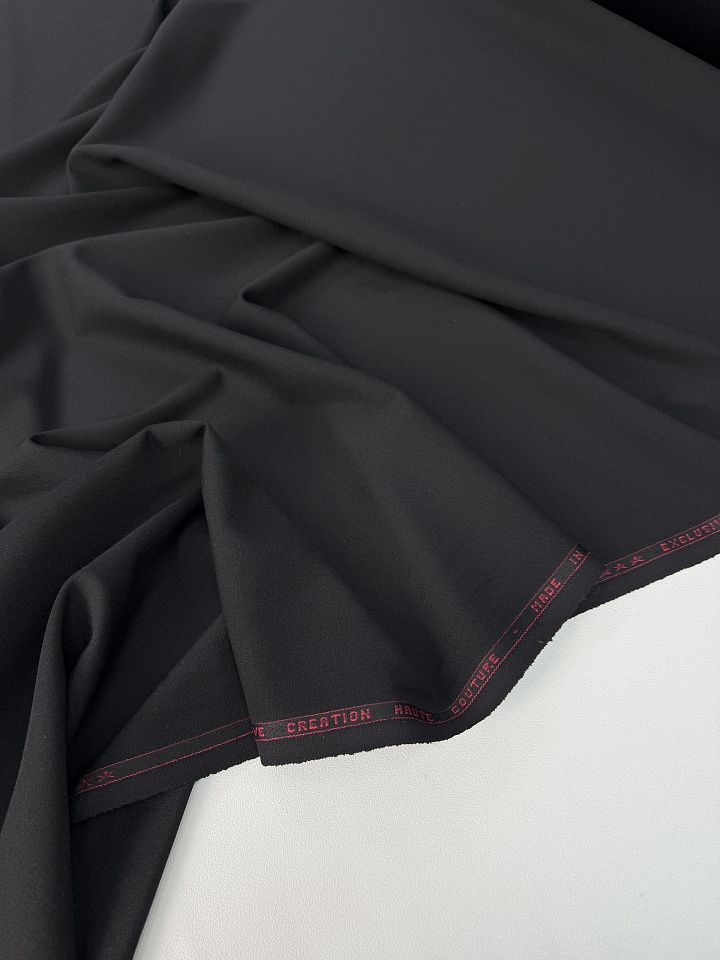 Костюмная шерсть дабл фейс стрейч (о) черная - итальянские ткани Тессутидея арт. 05-5155