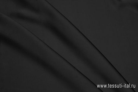 Плательный атлас стрейч (о) черный - итальянские ткани Тессутидея арт. 03-7416