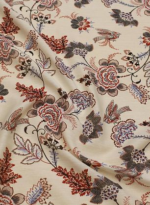 Маркизет (н) цветочный рисунок и птицы на белом - в интернет-магазине тканей Тессутидея арт. 10-4132