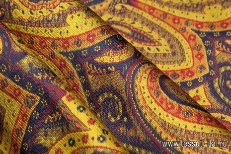 Жаккард (н) красно-сине-желтый восточный орнамент - итальянские ткани Тессутидея арт. 03-4988
