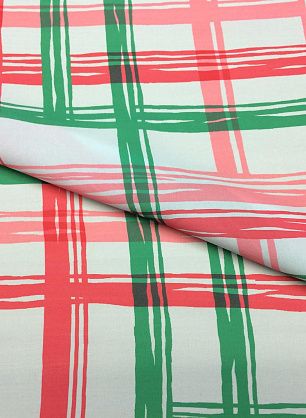 Крепдешин (н) розово-зеленая стилизованная клетка - в интернет-магазине тканей Тессутидея арт. 02-7078