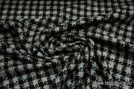 Костюмная (н) черно-бело-зеленая ш-150см - итальянские ткани Тессутидея арт. 05-2231