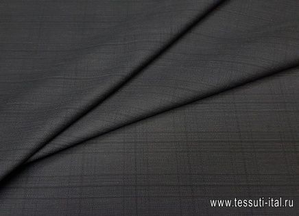 Костюмная дабл (н) черно-коричневая полоска/клетка - итальянские ткани Тессутидея арт. 05-2961