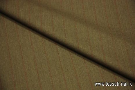 Костюмная супер 110 S (н) терракотовая полоска на коричневом ш-150см - итальянские ткани Тессутидея арт. 05-2292
