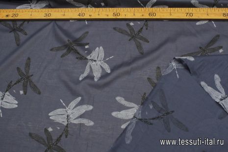 Батист (н) стрекозы на синем - итальянские ткани Тессутидея арт. 01-7246