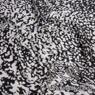 Шелк атлас фактурный (н) черно-белый принт в стиле Escada - итальянские ткани Тессутидея арт. 10-2226