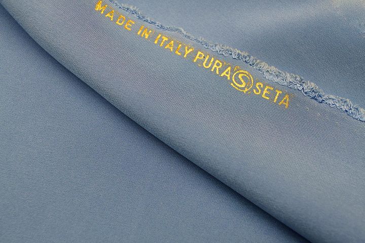 Шелк кади (о) голубой - итальянские ткани Тессутидея арт. 10-3521