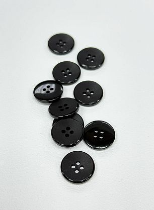 Пуговица пластик 4 прокола d-18мм черная - итальянские ткани Тессутидея.