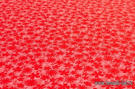 Хлопок (н) красно-белый цветочный орнамент  - итальянские ткани Тессутидея арт. 01-4910