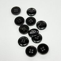 Пуговица рог 4 прокола d-15мм черная с бежевыми вкраплениями - итальянские ткани Тессутидея арт. F-7150