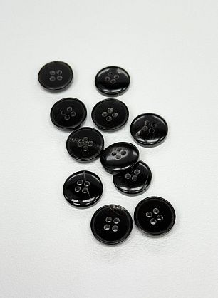 Пуговица рог 4 прокола d-15мм черная с бежевыми вкраплениями - итальянские ткани Тессутидея F-7150