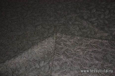 Жаккард (о) черный цветочный орнамент на черном ш-130см - итальянские ткани Тессутидея арт. 03-3532