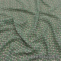 Крепдешин (н) зеленый цветочный рисунок на айвори - итальянские ткани Тессутидея арт. 10-2952