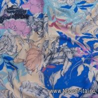 Плательная вискоза (н) цветочный рисунок на сине-белом - итальянские ткани Тессутидея арт. 04-1460