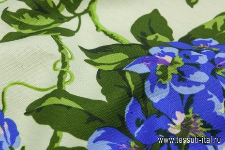 Плательная (н) сиренево-зелено-голубой цветочный орнамент на светло-зеленом - итальянские ткани Тессутидея арт. 01-4499