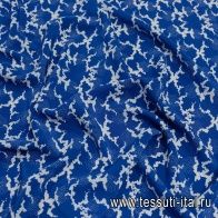 Крепдешин (н) белый рисунок на синем - итальянские ткани Тессутидея арт. 10-2490