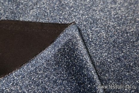 Бархат стрейч под твид (н) сине-серо-черная - итальянские ткани Тессутидея арт. 01-3651
