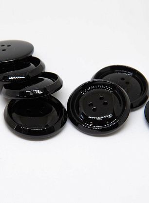 Пуговица пластик 4 прокола d-24мм черная - итальянские ткани Тессутидея F-4696