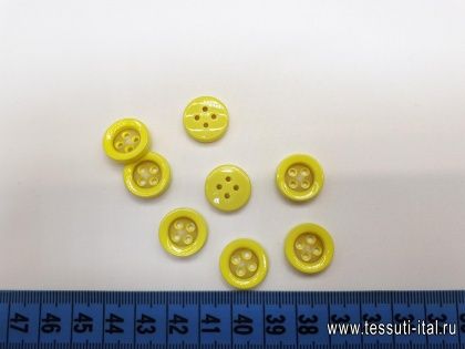 Пуговица пластик 4 прокола d-15мм желтая - итальянские ткани Тессутидея арт. F-4204