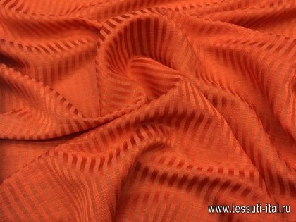 Плательная (о) оранжевая полоска - итальянские ткани Тессутидея арт. 03-5432