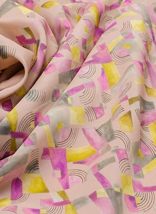 Крепдешин купон (1,35м) (н) геометрическая абстракция на антико - в интернет-магазине тканей Тессутидея арт. 02-8420