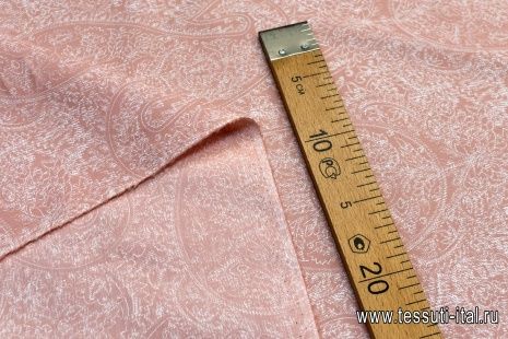 Сорочечная (н) белый мелкий орнамент на розово-бежевом - итальянские ткани Тессутидея арт. 01-5208