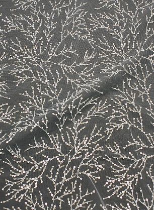 Кружевное полотно расшитое стеклярусом и пайетками (о) айвори - в интернет-магазине тканей Тессутидея арт. 03-6933