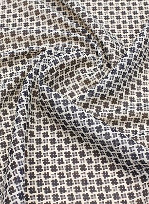 Батист (н) черный геометрический рисунок на молочном - в интернет-магазине тканей Тессутидея арт. 01-7400