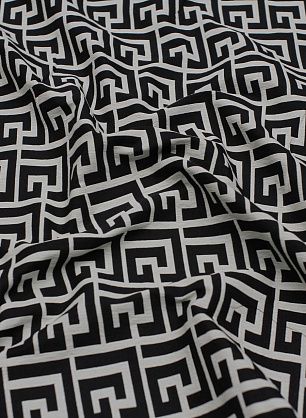 Хлопок костюмный стрейч дабл (н) черно-белый принт - в интернет-магазине тканей Тессутидея арт. 01-7181