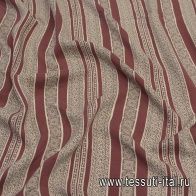 Крепдешин (н) бежево-бордово-коричневые стилизованные полосы Ratti - итальянские ткани Тессутидея арт. 10-2239