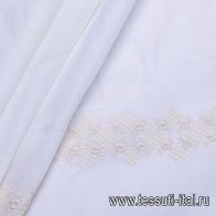 Хлопок (н) бежевая вышивка на белом - итальянские ткани Тессутидея арт. 01-5237
