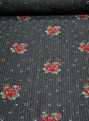 Костюмный твид с люрексом (н) вышивка розы черно-белом - в интернет-магазине тканей Тессутидея арт. 05-2508