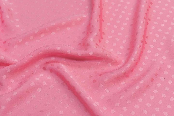 Шелк дама (о) розовый горох на розовом - итальянские ткани Тессутидея арт. 10-2425