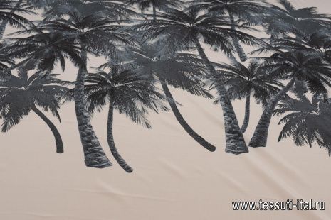 Крепдешин купон (1,35) (н) серые пальмы на айвори - итальянские ткани Тессутидея арт. 10-2953
