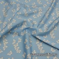Хлопок (н) белые бабочки на голубом - итальянские ткани Тессутидея арт. 01-7248